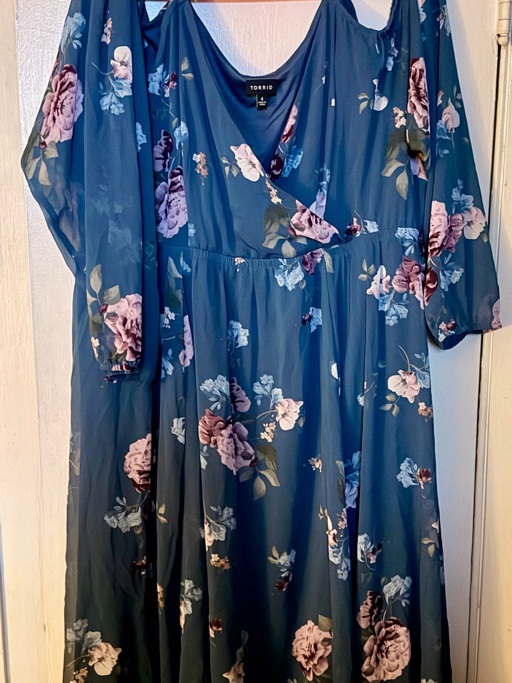 Torrid Blue Floral Cold Shoulder Dress - Picture 3 of 5